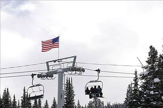 滑雪缆车,科罗拉多,美国,北美