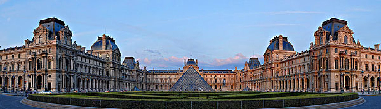 卢浮宫,金字塔,中间,光亮,温暖,晚间,灯,巴黎,法兰西岛,法国,欧洲