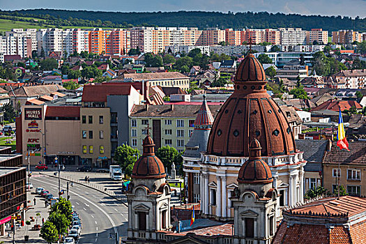 罗马尼亚,特兰西瓦尼亚,俯视图,大教堂