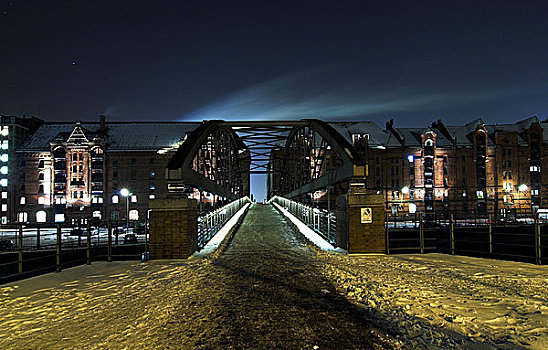 桥,老,夜晚,德国