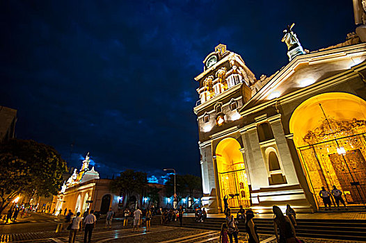 大教堂,科多巴,夜晚,阿根廷,南美