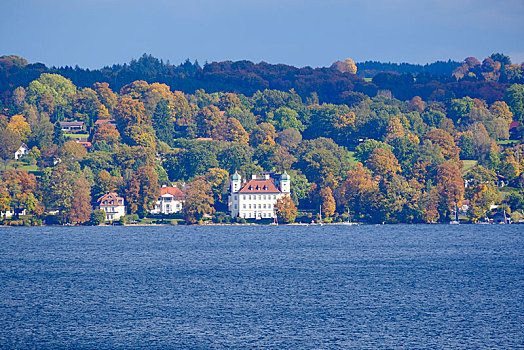 施塔恩贝格湖,城堡,靠近,风景,上巴伐利亚,巴伐利亚,德国,欧洲