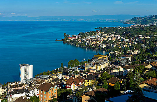 蒙特勒,日内瓦湖,高层建筑,酒店,沃州,瑞士,欧洲