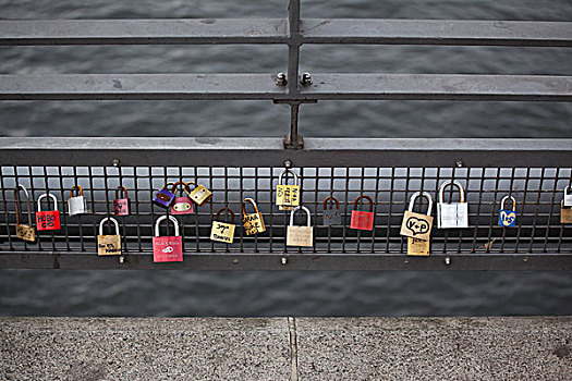 喜爱,挂锁,悬挂,排列,桥,栏杆,柏林,德国