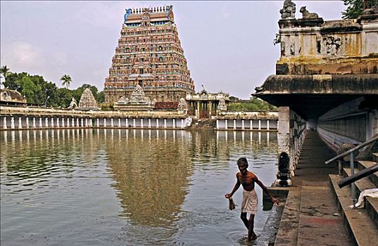 浴者,楼塔,贡伯戈纳姆,泰米尔纳德邦,印度