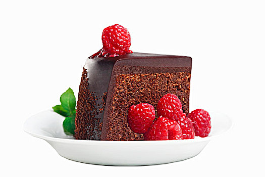 巧克力块,蛋糕,树莓