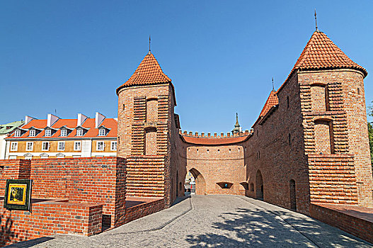 塔,红砖,墙壁,历史,华沙,堡垒,波兰