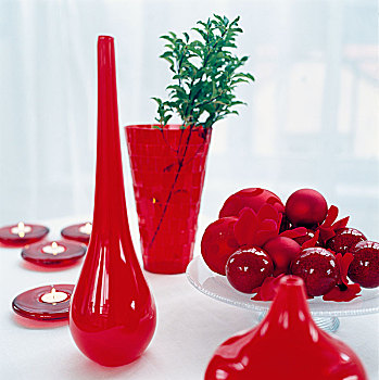 红色,花瓶,蜡烛,圣诞节,瑞典