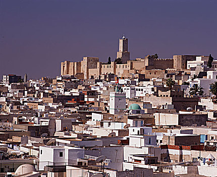 俯拍,建筑,城市,苏斯,突尼斯