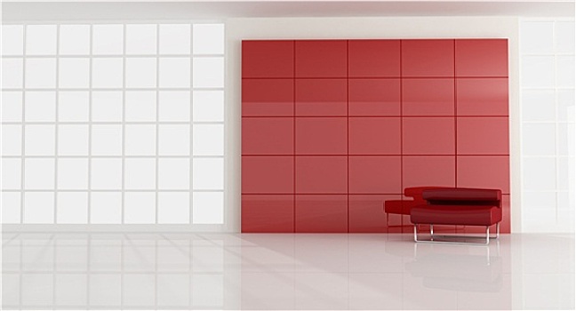 红色,扶手椅,空,现代,房间