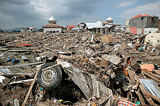 破坏,碎片,印度洋,地震,海啸,省,印度尼西亚