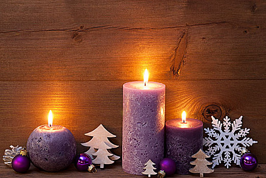 紫色,圣诞装饰,蜡烛