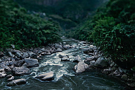 流动,河流,石头,叶子,欧兰塔坦伯,圣谷,秘鲁
