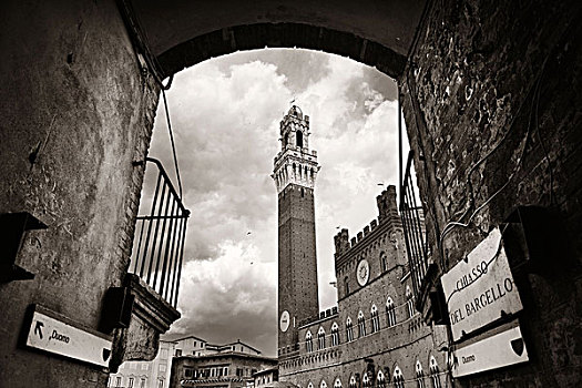 市政厅,钟楼,拱道,锡耶纳,意大利