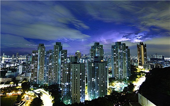 香港,市区,灯光