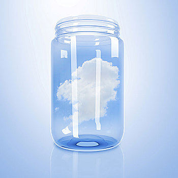 蓝天,白云,室内,玻璃,罐