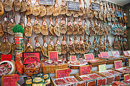 西班牙,巴塞罗那,特色,肉,店面展示