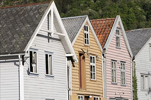 木屋,历史,城镇中心,松恩峡湾,挪威,斯堪的纳维亚,欧洲
