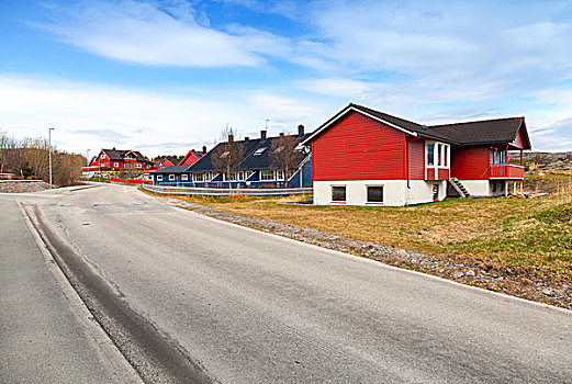 乡村,挪威,风景,沥青,道路,木屋