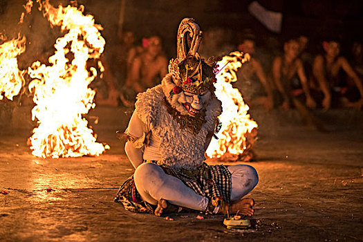 猴子,神,哈奴曼,火焰,表演,经典,巴厘岛,克差舞,庙宇,印度尼西亚,亚洲