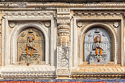佛,雕塑,建筑,庙宇,比哈尔邦,印度,亚洲