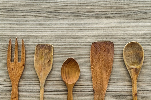 厨房,木质,器具,勺子,叉子