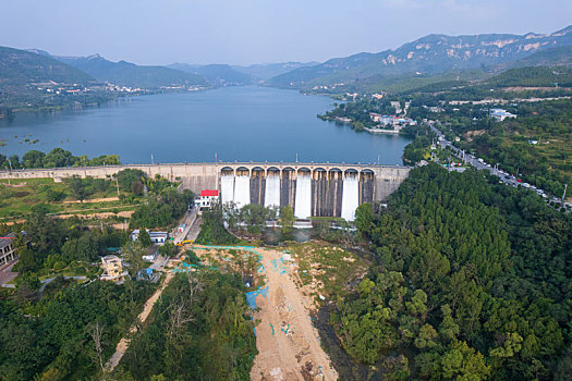 航拍济南锦绣川水库