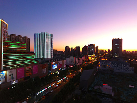 唐山城市夜景航拍