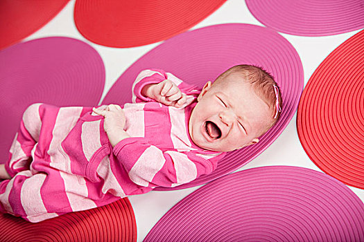 女婴,哭,红色,粉色,圆点花纹,艾伯塔省,加拿大