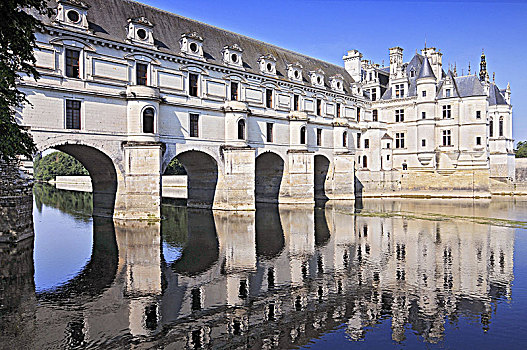 舍农索城堡,法国,城堡,靠近,小,乡村,卢瓦尔河谷,建造,15-16岁,世纪,旅游胜地