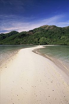 菲律宾,巴拉望岛,埃尔尼多,女孩,走,蛇,岛屿,沙洲,热带沙滩,背景