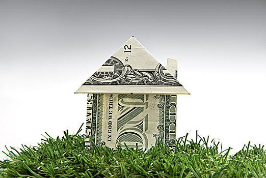 房子,折叠,美元,钞票,人造,草皮