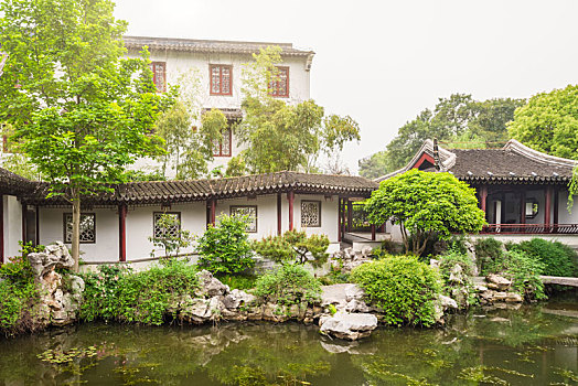 江苏南京瞻园景区的游廊古建筑