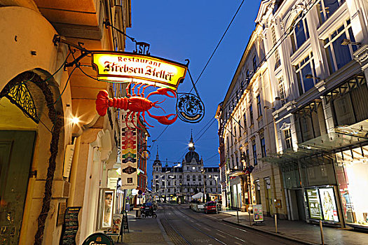 餐馆,街道,市政厅,格拉茨,施蒂里亚,奥地利,欧洲