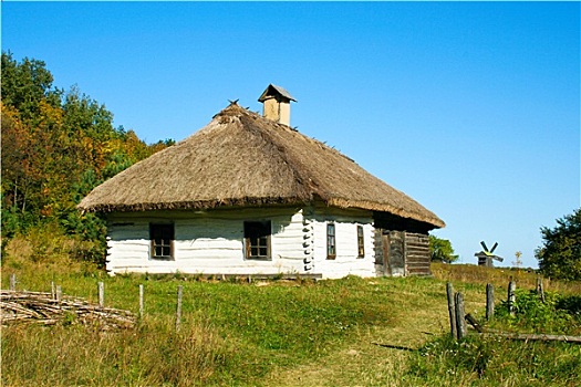 乌克兰,乡村,屋舍,稻草,屋顶