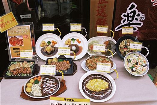 日本,东京,银座,特色,餐馆,塑料制品,食物,展示
