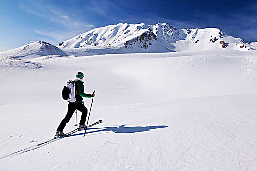 越野滑雪者,山,男式礼服,阿尔卑斯山,提洛尔,奥地利,欧洲