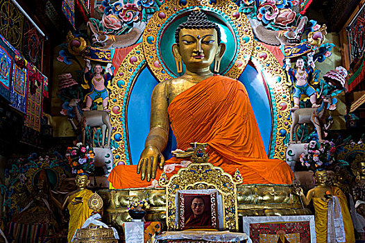 高,释迦牟尼,佛,雕塑,寺院,佛教,印度,喜马拉雅山,亚洲