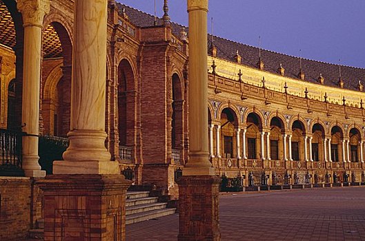 柱廊,宫殿,西班牙广场,塞维利亚,西班牙