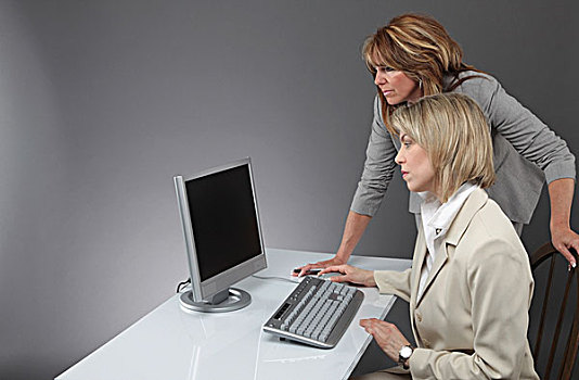 安大略省,加拿大,两个女人,工作,电脑