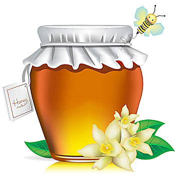 蜜罐,标签,花,蜜蜂