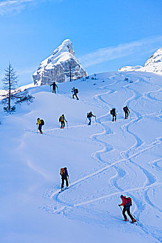 滑雪,登山者,瓦茨曼山,贝希特斯加登阿尔卑斯山
