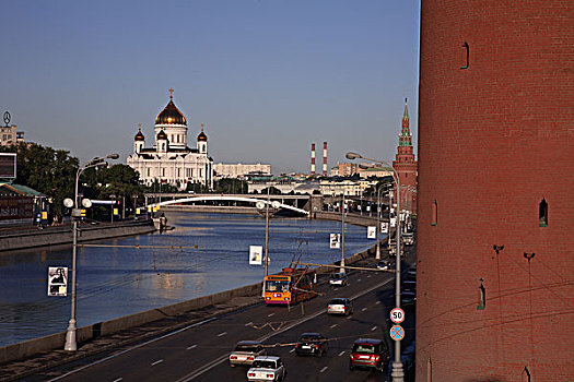 俄罗斯,莫斯科,莫斯科河,大教堂,耶稣,克里姆林宫,墙