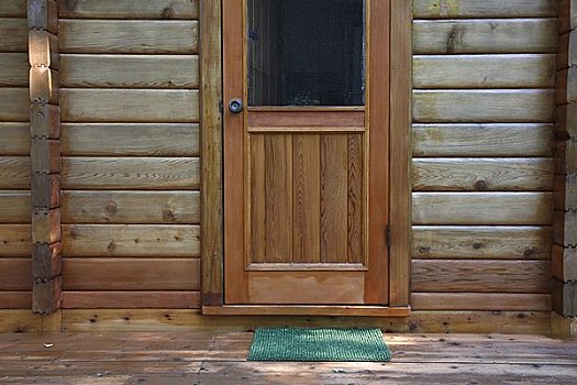 门,木屋,门垫