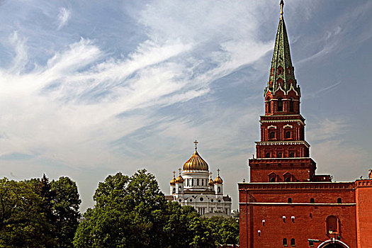 欧洲,俄罗斯,莫斯科,克里姆林宫,大教堂,耶稣,远景