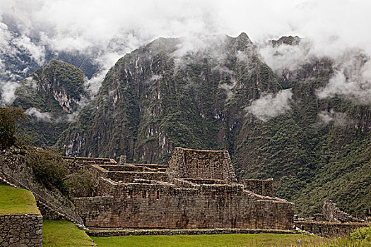 南美,秘鲁,马丘比丘,雾状,山,靠近,遗址,世界遗产