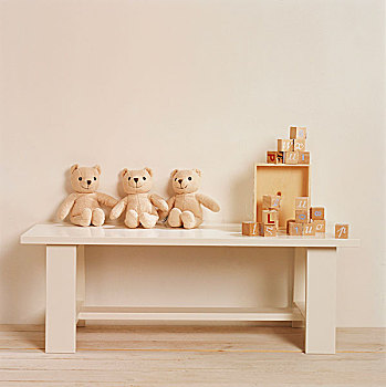 泰迪熊,玩具,长椅