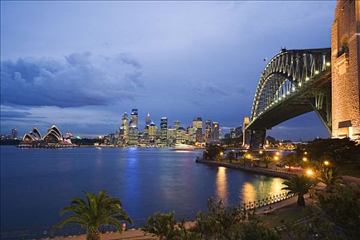 澳大利亚,新南威尔士,悉尼,海港大桥,天际线,中心,北岸