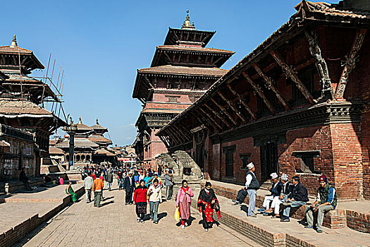 杜巴广场,右边,庙宇,帕坦,尼泊尔
