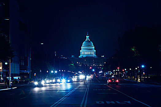街景,夜晚,政府建筑,背景,国会大厦建筑,华盛顿特区,美国